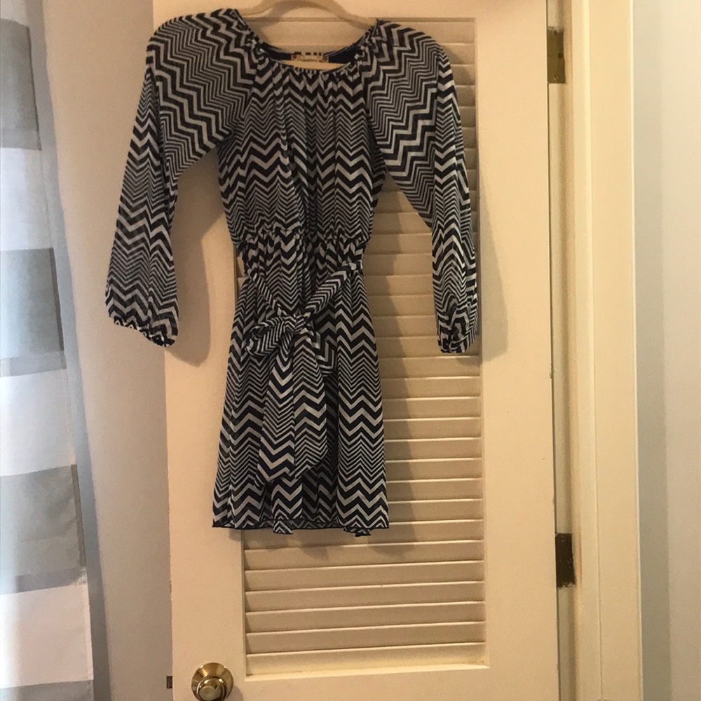 Speechless blue and white chevron dress